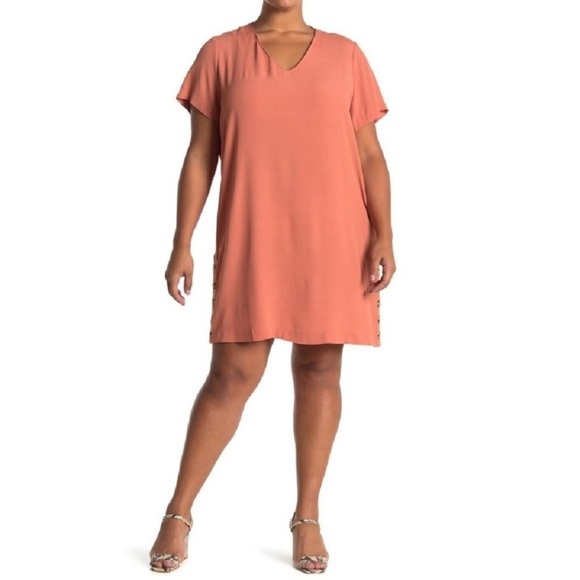 Madewell || Side Button Easy Midi Dress Orange Peach 3X NWT - Picture 1 of 9